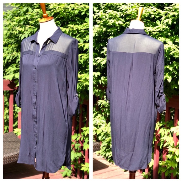 Asos Only Averina Navy Shirtdress Sz EU 38 - Picture 1 of 7